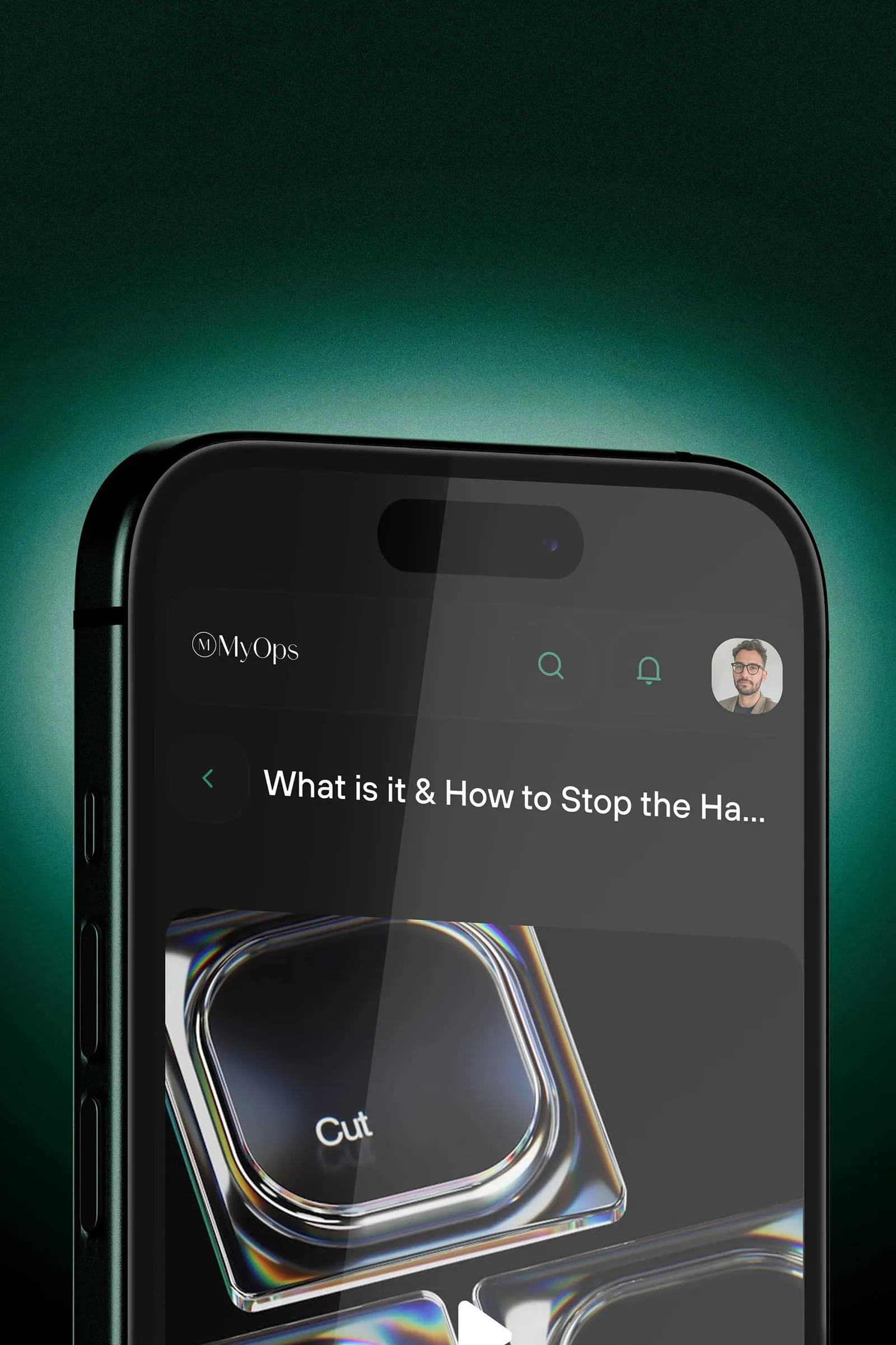 The MyOps mobile app on an iPhone
